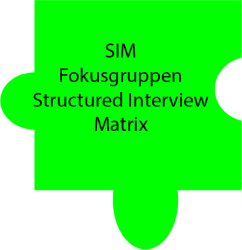 Puzzleteil mit Text: SIM, Fokusgruppen, Structured Interview Matrix