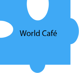 Puzzleteil mit Text: World Cafe