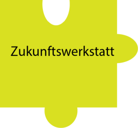 Puzzleteil mit Text: Zukunftswerkstatt